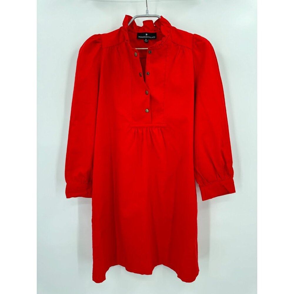 Pomander Place by Tuckernuck Red Claiborne Shirt Dress size XS Long Sleeve Mini